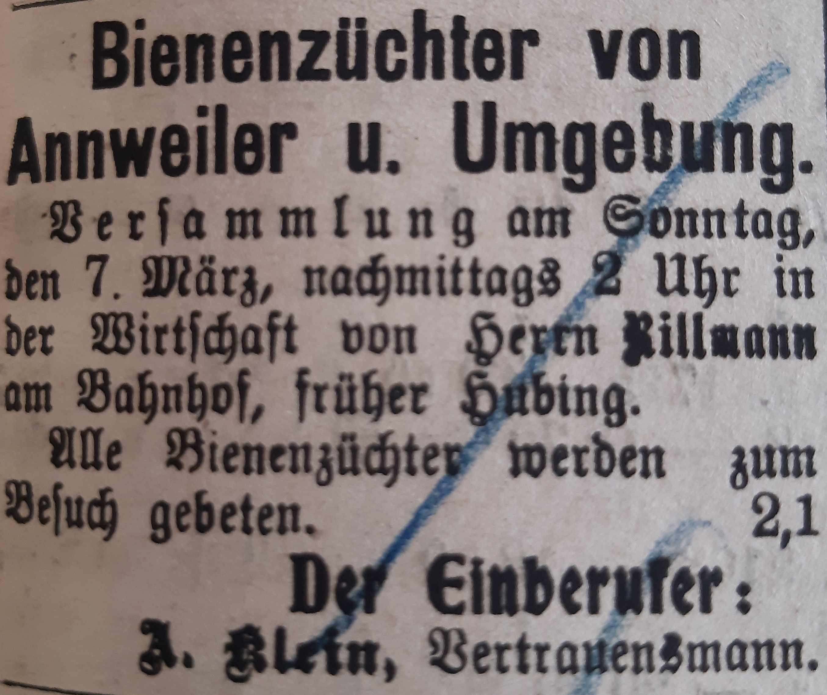 Annweiler Wochenblatt, 28. Februar 1920